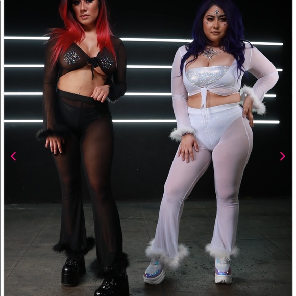 Rave Wonderland - Sheer Fur Rave Tie Front Top - Picture 2 of 4